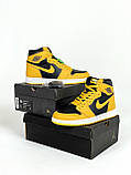 Кросівки жіночі Nike Air Jordan 1 High Yellow жовті найк аїр джоrdan високі осінь весна, фото 3