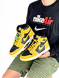 Кросівки жіночі Nike Air Jordan 1 High Yellow жовті найк аїр джоrdan високі осінь весна, фото 4