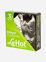 Презервативи латексні ребристі з ароматом м'яти La Hot Ribbed паковання 3 штуки