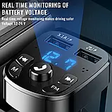 Автомобільний FM Модулятор Bluetooth 5.0 2 USB 12-24 V Трансмітер Авто Передавач від Прикурювача, фото 3