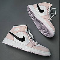 Кроссовки женские Nike Air Jordan 1 High Pink розовые найк аир джордан высокие осень весна