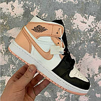 Кроссовки женские Nike Air Jordan 1 High Pink розовые найк аир джордан высокие осень весна