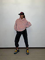 Крутий костюм вільного крою велюр плюш худі з кишенями і джогери Dld4222, фото 3