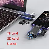 6 в 1 Кардридер XP-82 USB 3.0 Type-C OTG SD MicroUSB MicroSD TF Адаптер Картридер, фото 5