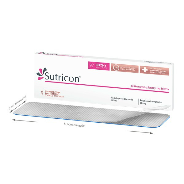 Sutricon - силіконові пластирі для рубців 5 х 30 см, 5 шт