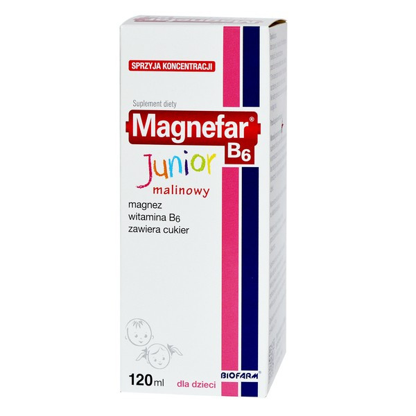 Magnefar B6 Junior сироп з малиновыйм смаком для дітей і дорослих, 120 мл