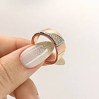 Кольцо с белыми кристаллами комбинированная позолота 18к. размер 21.