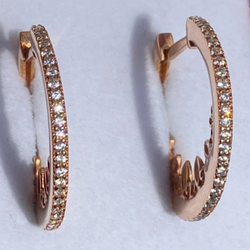 Срібні сережки-кільця (конго) позолочені з фіанітами (2,3 см) ПЛ-055