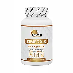 SOWELO ОМЕГА 3 OMEGA-3 330 EPA 220 DHA D3+K2+VIT E 100 КАП