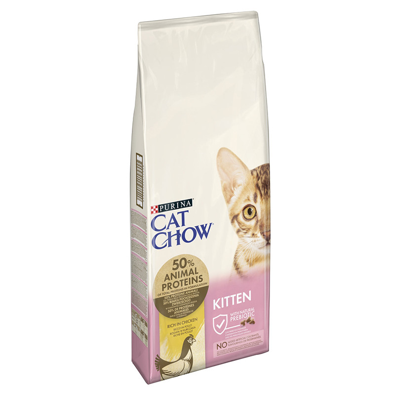 Cat Chow (Кет Чау) Kitten — Сухий повнораціонний корм із куркою для кошенят (15 кг.)