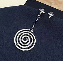 Довгі асиметричні сережки візерунок Mandala ювелірна біжутерія, фото 3
