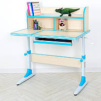 Парта Bambi M 4804(W)-4 голубая, регулируемый письменный стол с надстройкой для школьника