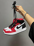Кросівки Nike Air JORDAN 1 High Black Red White червоні жіночі найк аїр джердан демісезонні повсякденні, фото 2