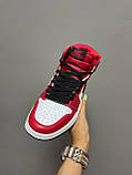 Кросівки Nike Air JORDAN 1 High Black Red White червоні жіночі найк аїр джердан демісезонні повсякденні, фото 4