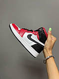 Кросівки Nike Air JORDAN 1 High Black Red White червоні жіночі найк аїр джердан демісезонні повсякденні, фото 5