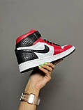 Кросівки Nike Air JORDAN 1 High Black Red White червоні жіночі найк аїр джердан демісезонні повсякденні, фото 6