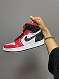 Кросівки Nike Air JORDAN 1 High Black Red White червоні жіночі найк аїр джердан демісезонні повсякденні, фото 7