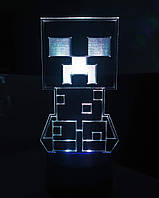 3d-светильник Крипер Майнкрафт Minecraft, 3д-ночник, несколько подсветок (батарейка+220В)