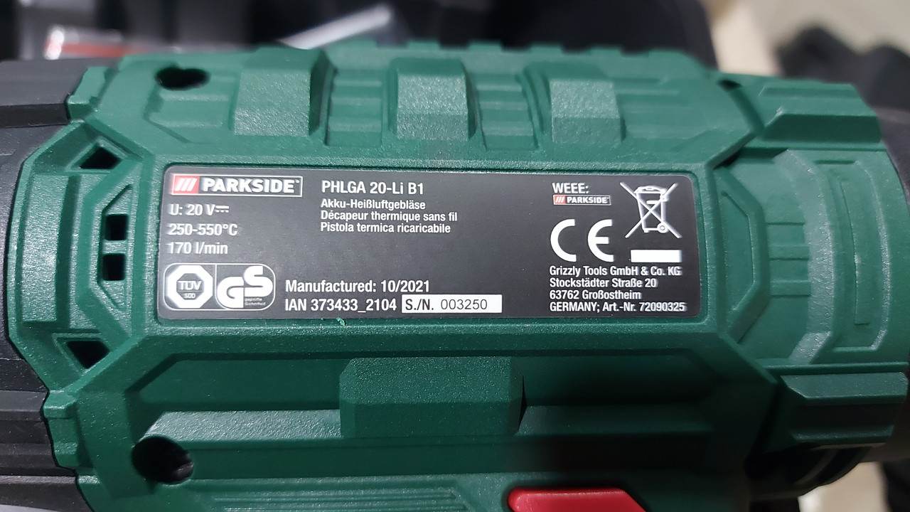 PARKSIDE® Décapeur thermique sans fil »PHLGA 20-Li A1«, 20 V