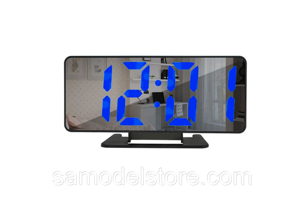 Годинники 18х7,5 см. прямокутні VST-888 LED сині, фото 1