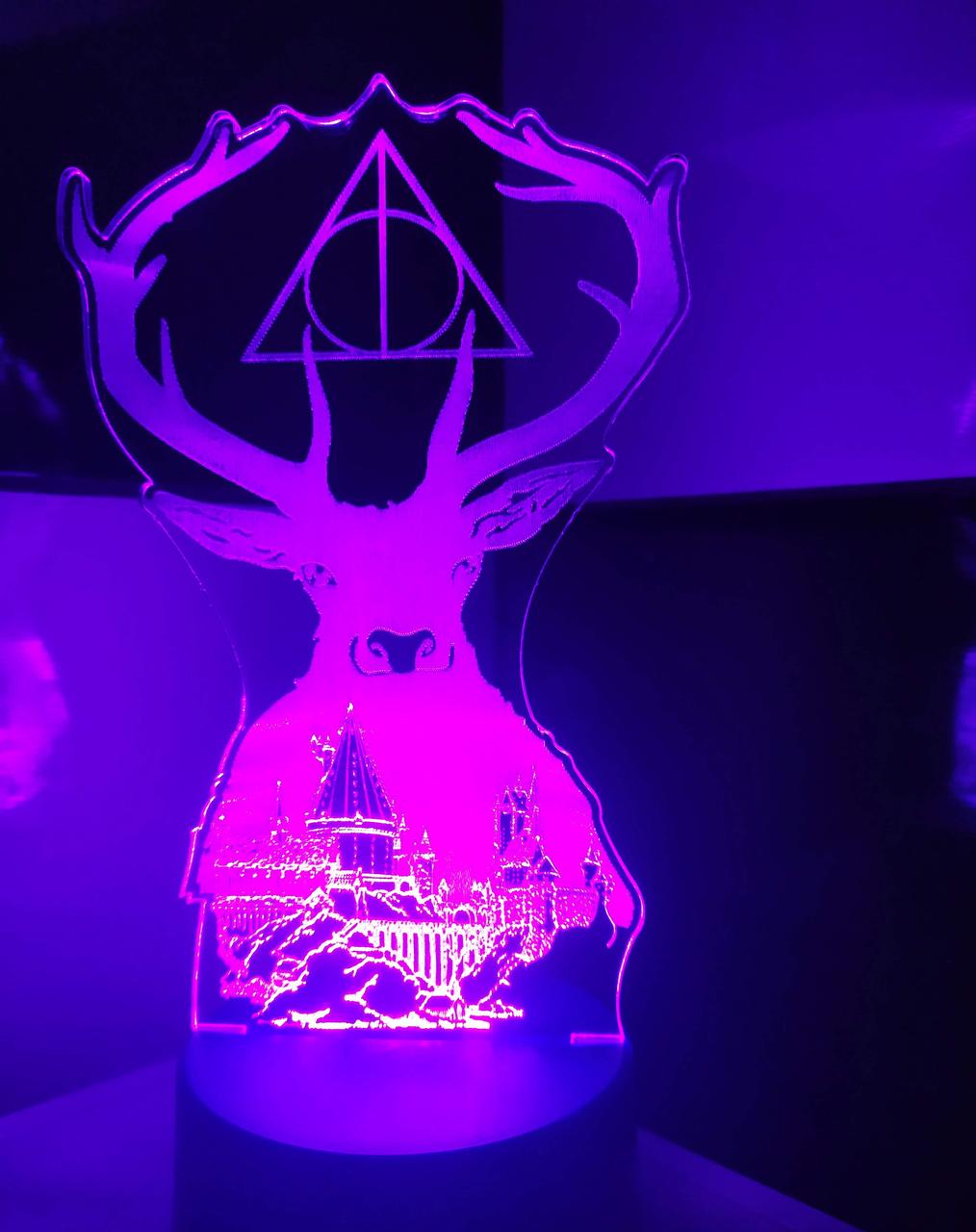 3d-світильник Гаррі потер Олень GP, логотип, 3д-нічник, кілька підсвіток (на батарейці), фото 1
