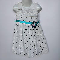 Плаття в горошок із бірюзовим поясом ДШ