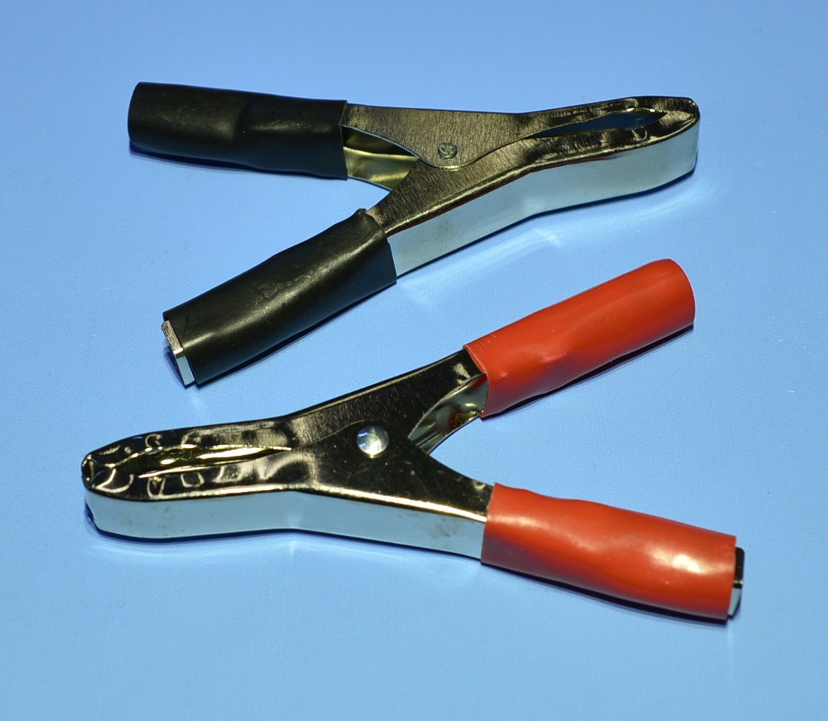 Затискач "крокодил" 50A L-100мм (червоний+чорний), 9-0005, фото 1