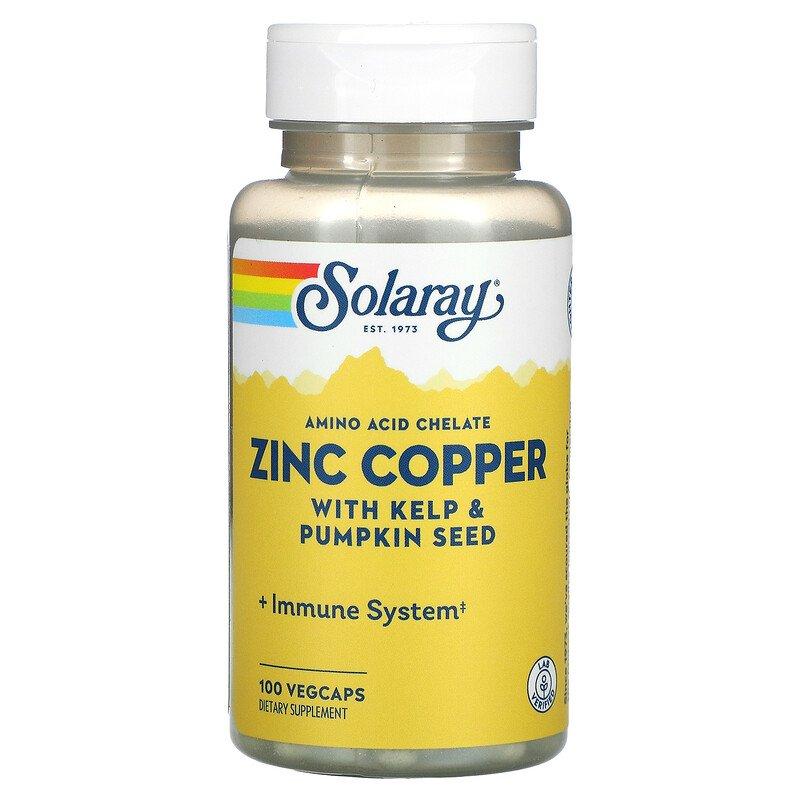 Solaray Zinc Copper with Kelp Pumpkin Seed 100 капсул