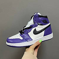 Кроссовки женские Nike Air Jordan Black Violet White фиолетовые найк аир джордан высокие демисезонные