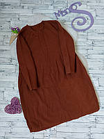 Теплое платье баллон коричневое вязаное Размер 48 L