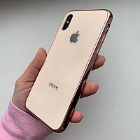 Чехол накладка на iPhone Xs Max Glass Case Logo Стеклянный Rose Gold