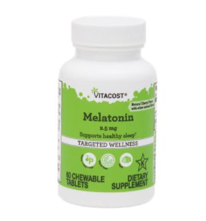 Мелатонін для здорового сну Vitacost Melatonin 2,5 мг, 60 жувальних таблеток, вишневий смак.