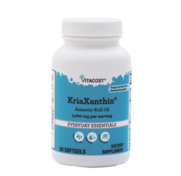 Vitacost KriaXanthin олія антарктичного криля і додатковий астаксантин 500 мг у кожній капсулі, 60 ЖК. До 01/2027, фото 1