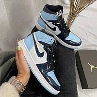 Кросівки жіночі Nike Jordan 1 Retro High Patent Blue найк аїр джордан високі блакитні