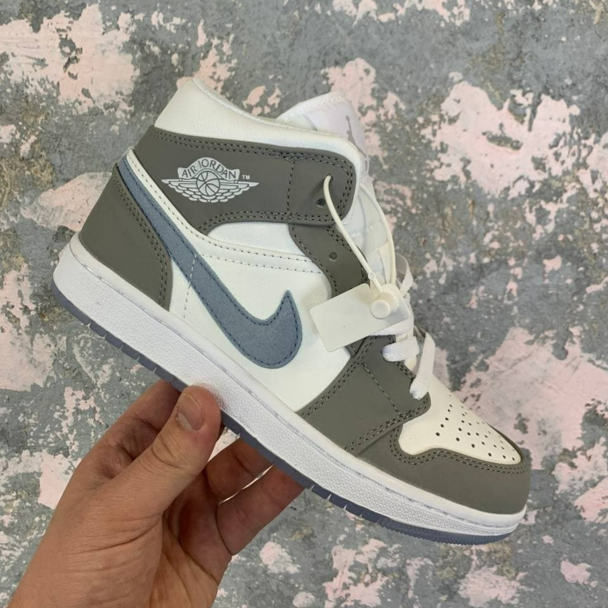 Кроссовки Nike Air Jordan 1 Grey/White Серые Женские Найк Аир Джордан ...