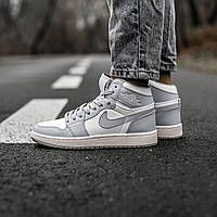 Кроссовки Nike Air Jordan 1 Light Smoke Grey серые женские найк аир джордан демисезонные повседневные