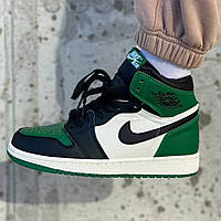 Кроссовки женские Nike Air Jordan Black Green White зеленые найк аир джордан высокие демисезонные повседневные