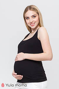Трикотажна майка для вагітних і годуючих чорна ТМ Юла Мама EZRA NR-21.073 48 (L)