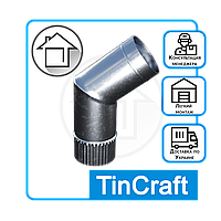 Колено трубы водосточной из оцинкованной стали Ø 100 толщиной 0,4 мм - 45 градусов - Tincraft
