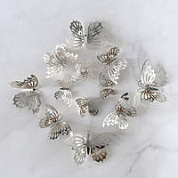 Бабочки декоративные серебристые - 12шт. в наборе, так же есть 2-х стронний скотч в наборе