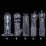 Набір рельєфних еластичних насадок на пеніс 5 штук, фото 3