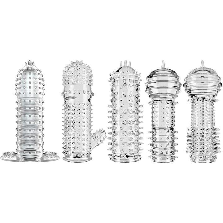 Набір рельєфних еластичних насадок на пеніс 5 штук, фото 1