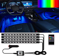 Автомобільна світлодіодна LED-підсвітка RGB у салон автомобіля, керування пультом
