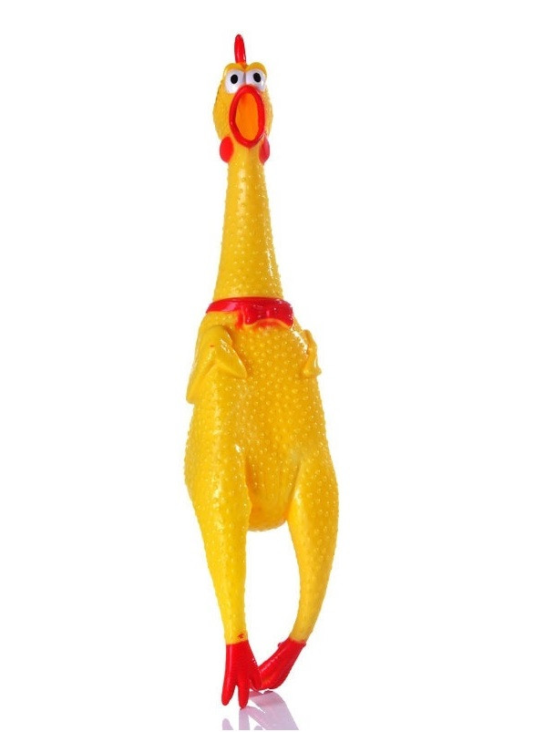 Гумова кричуща курка 17 см для домашніх тварин. Іграшка для собак. Божевільна курка