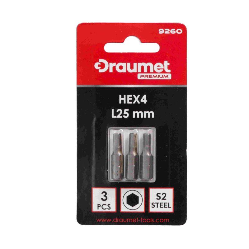 Біти шестигранні HEX4 25 мм 3шт. Draumet Premium (E9260)
