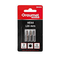 Біти шестигранні HEX4 25 мм 3шт. Draumet Premium (E9260)