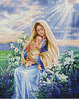 Алмазна мозаїка вишивка (квад. стрази, повна викладка, без підрам.) Ікона Діва Марія з Ісусом 40x50 SP101