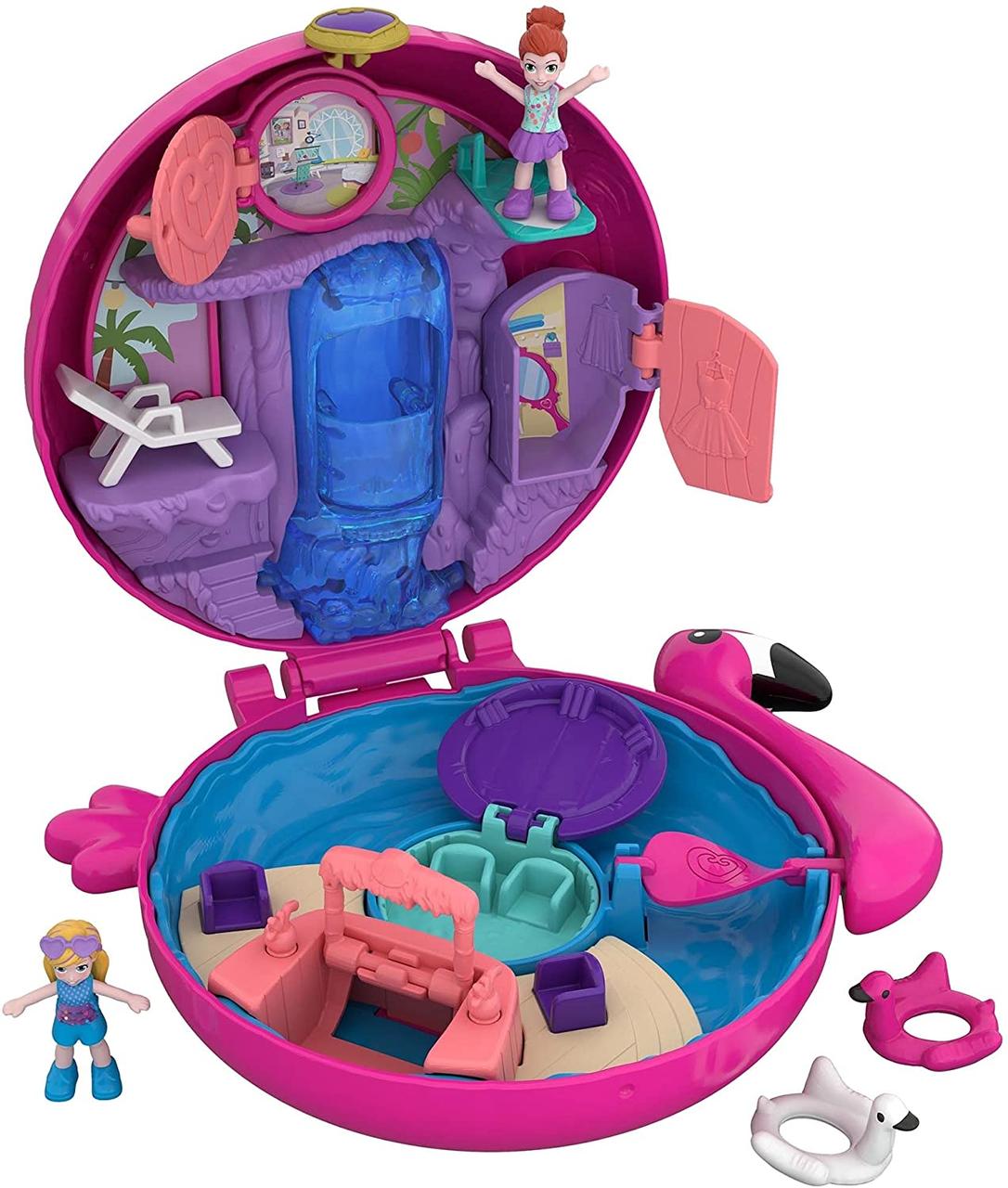 Игровой набор Polly Pocket Pocket World Flamingo Floatie Карманный Мир Аквапарк Фламинго компактный (FRY38) - фото 1 - id-p1555793037