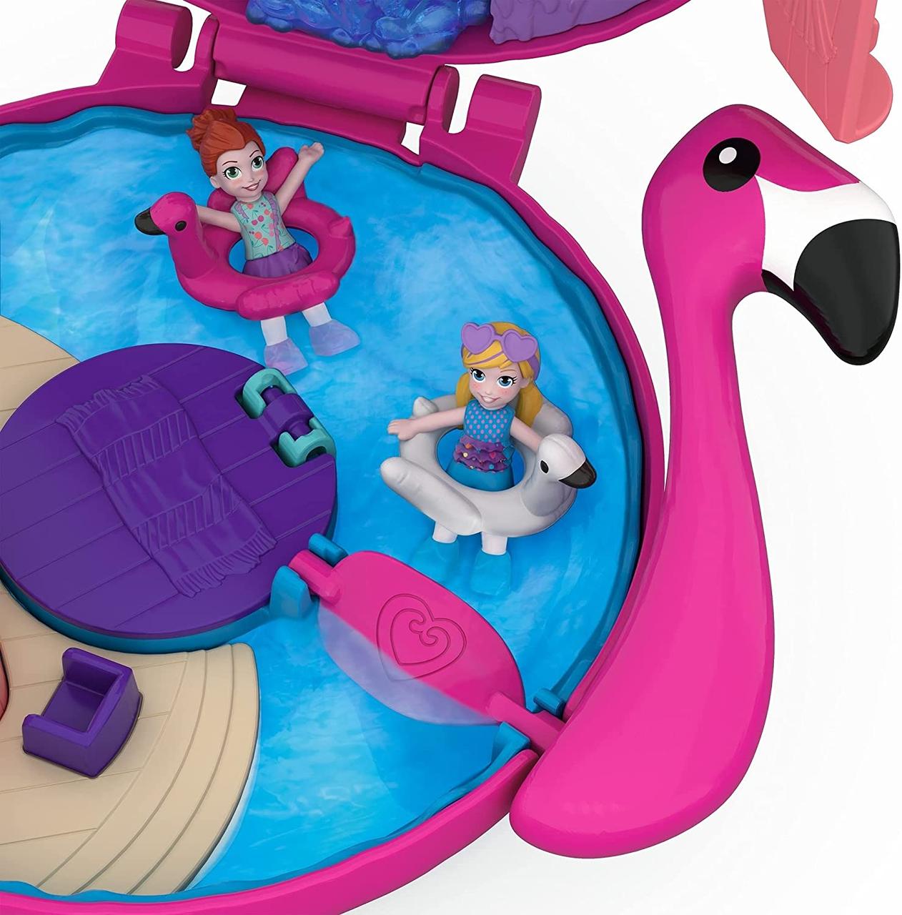 Игровой набор Polly Pocket Pocket World Flamingo Floatie Карманный Мир Аквапарк Фламинго компактный (FRY38) - фото 6 - id-p1555793037