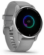 Смарт-годинник Garmin Venu 2 Plus Silver Stainless Steel Bezel With Powder Grey Case And Silicone Band